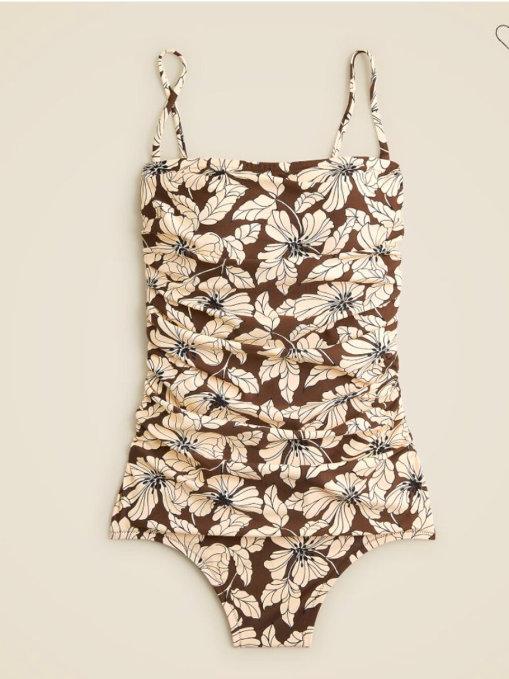 J Crew: Ruched bandeau one-piece swimsuit in floral
